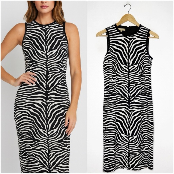 MICHAEL KORS COLLECTION Zebra Print Sheath Dress Size 8 - Picture 1 of 9